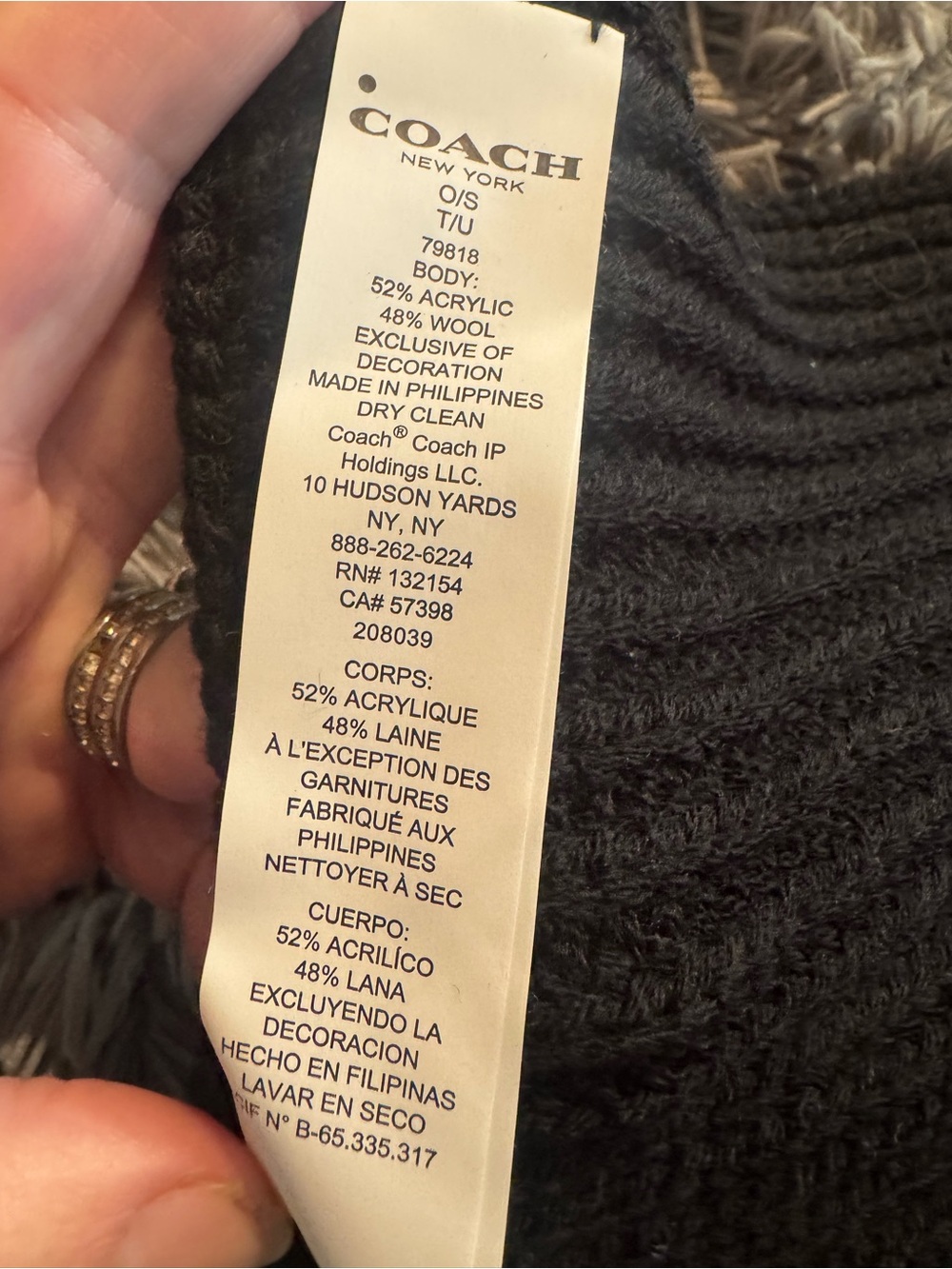 Coach Ribbed Script Logo Scarf Black Style 79816 - Picture 5 of 5
